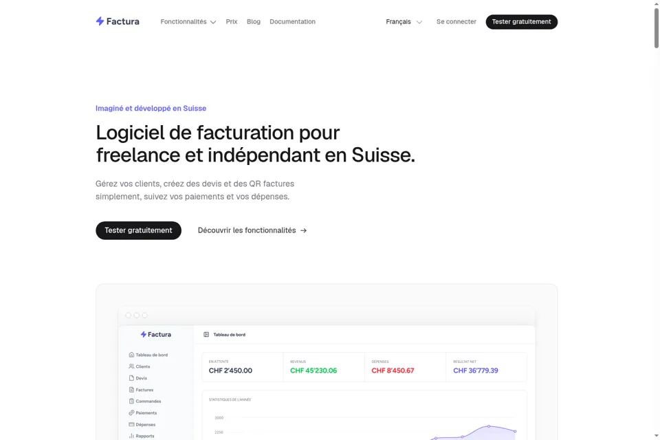 Aperçu de la landing page