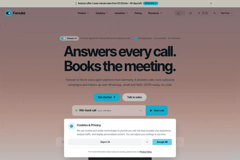 Aperçu de la landing page