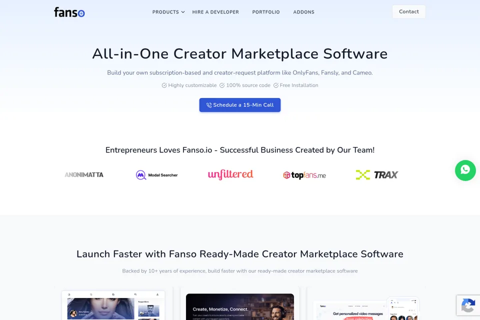 Aperçu de la landing page