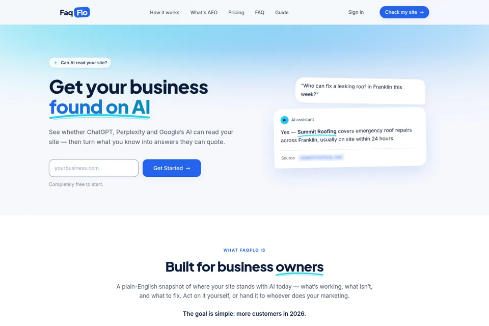 Aperçu de la landing page