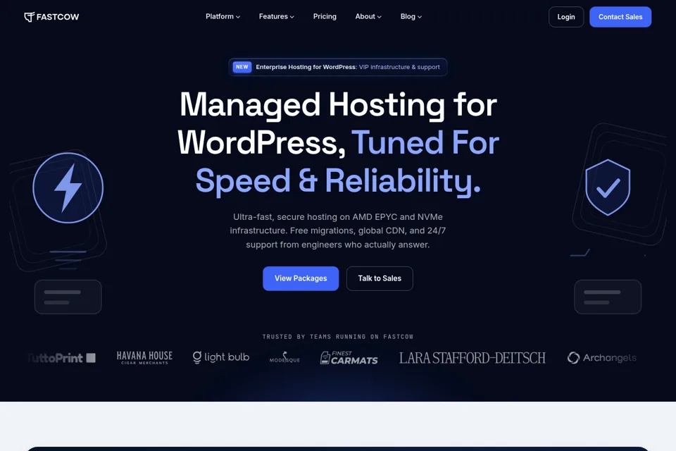 Aperçu de la landing page