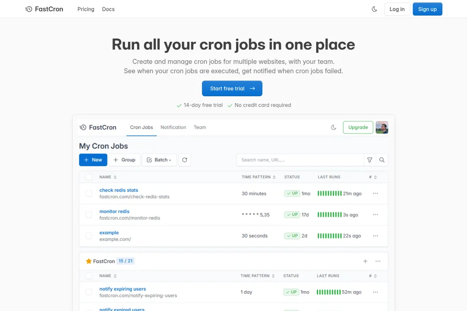 Aperçu de la landing page