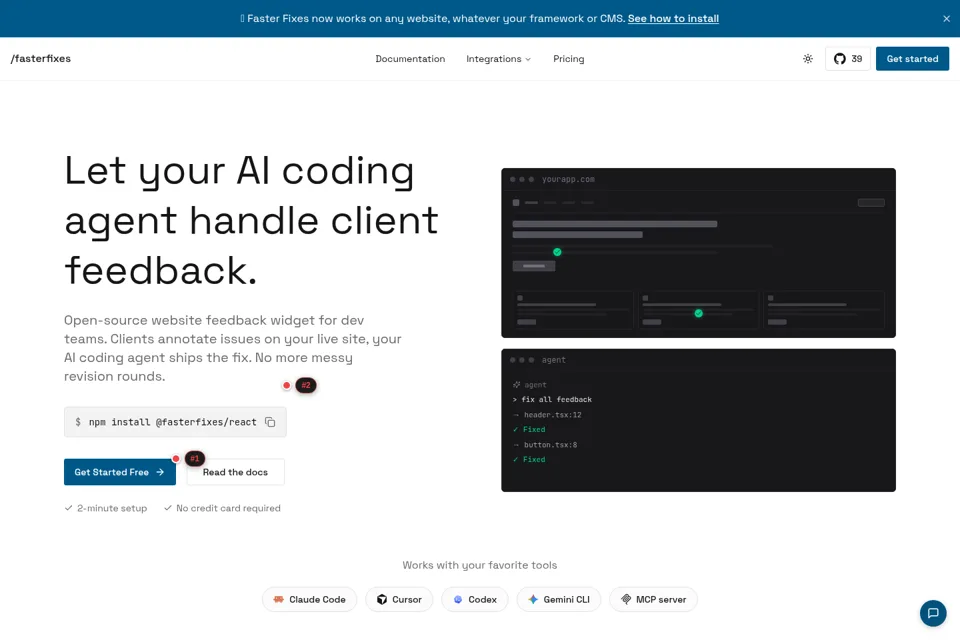 Aperçu de la landing page