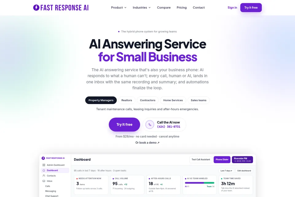 Aperçu de la landing page