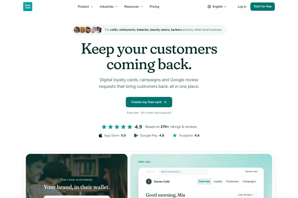 Aperçu de la landing page