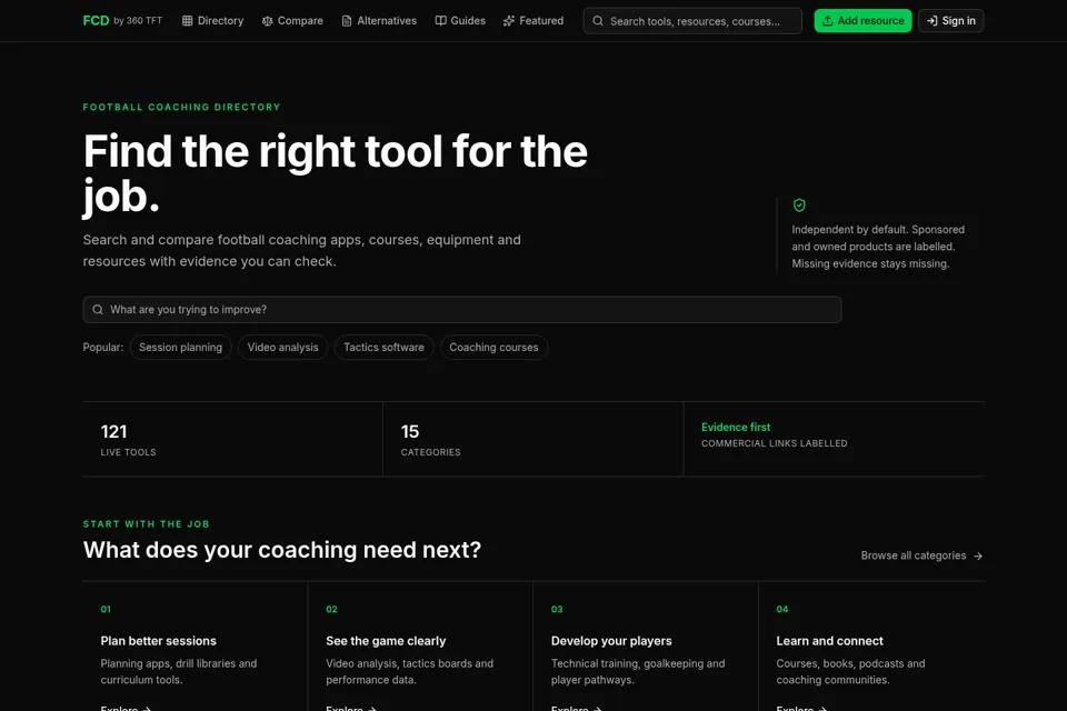 Aperçu de la landing page