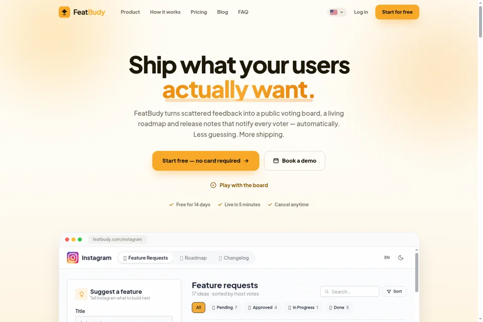 Aperçu de la landing page