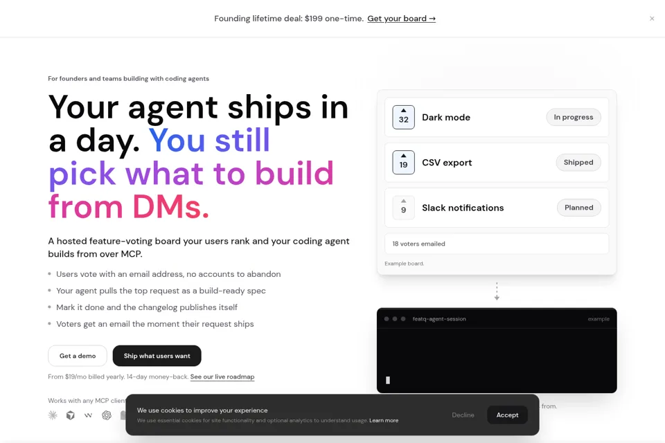 Aperçu de la landing page