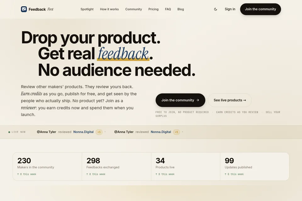 Aperçu de la landing page