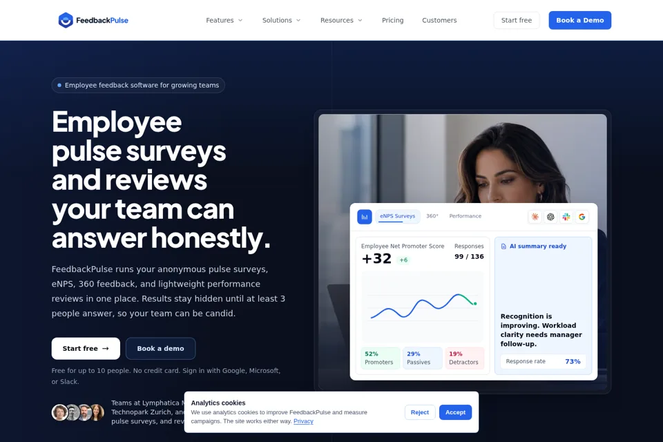 Aperçu de la landing page