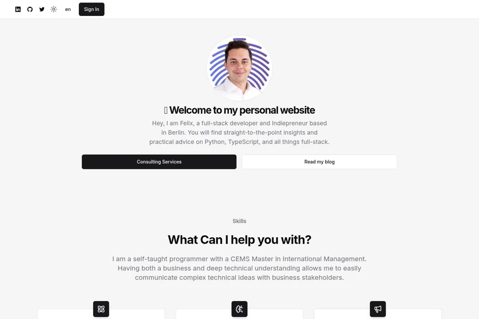 Aperçu de la landing page