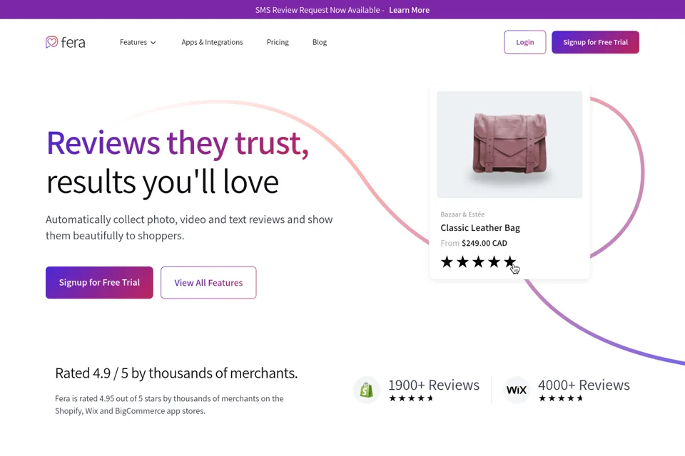 Aperçu de la landing page