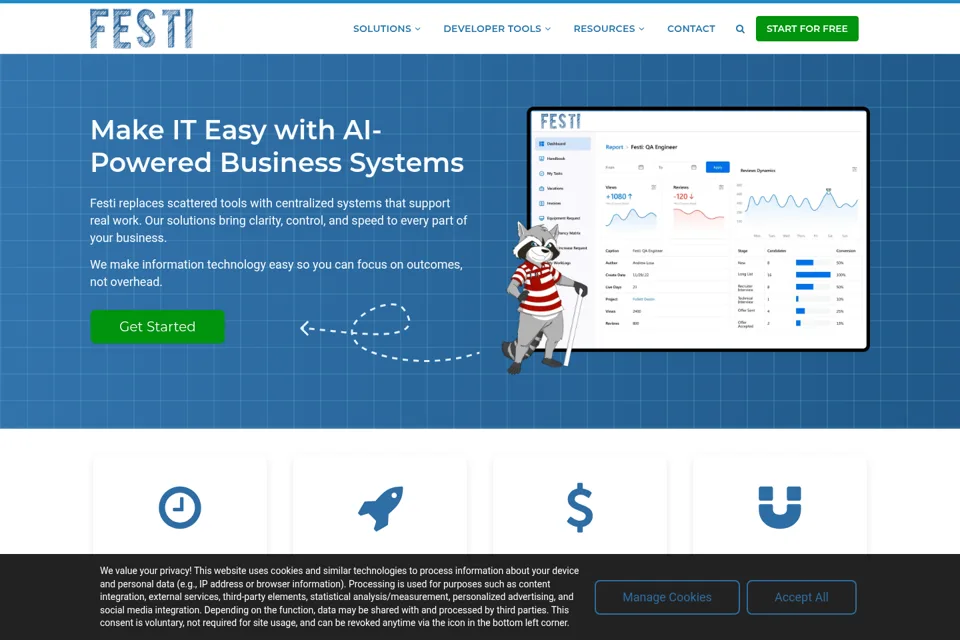 Aperçu de la landing page