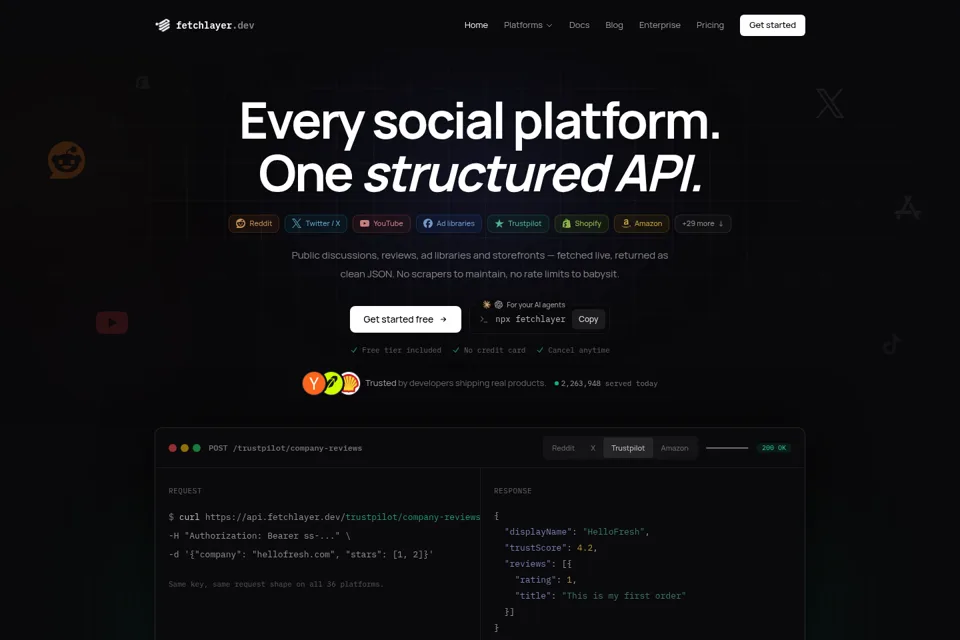 Aperçu de la landing page