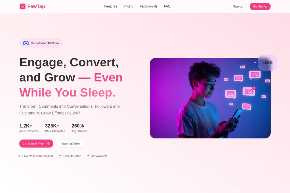 Aperçu de la landing page