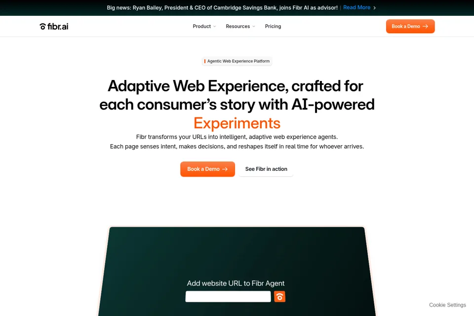 Aperçu de la landing page