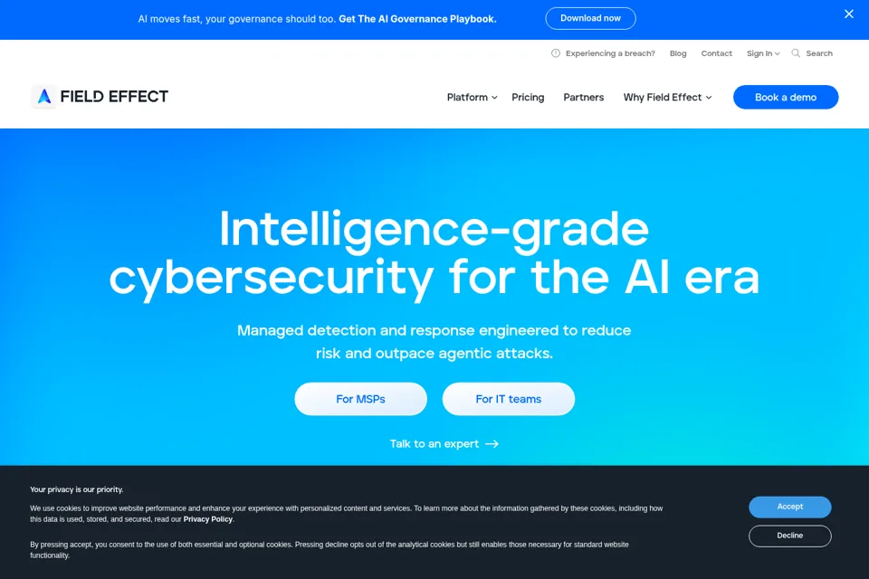 Aperçu de la landing page