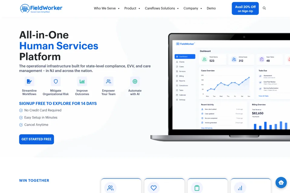 Aperçu de la landing page