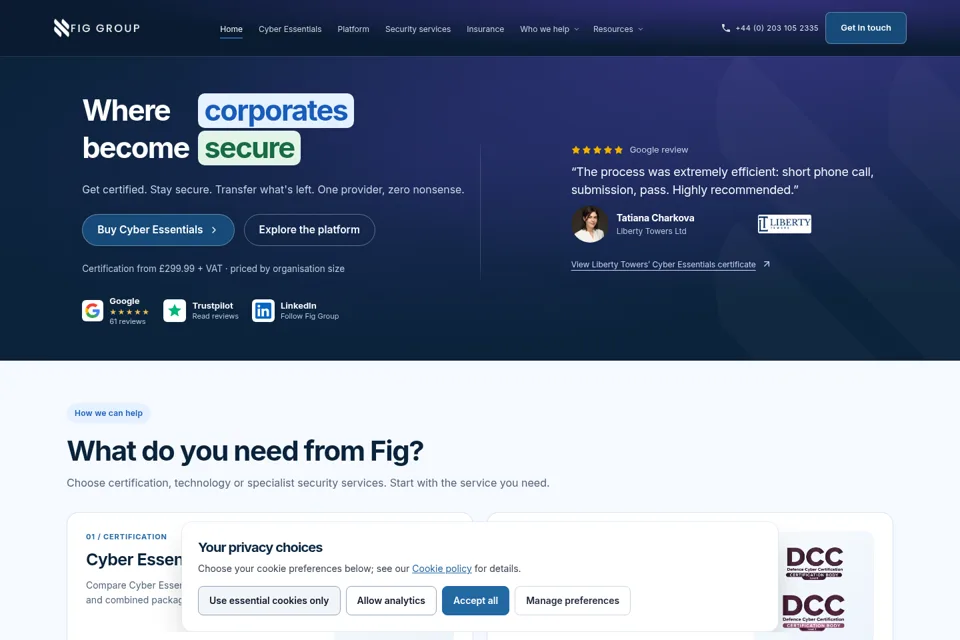 Aperçu de la landing page