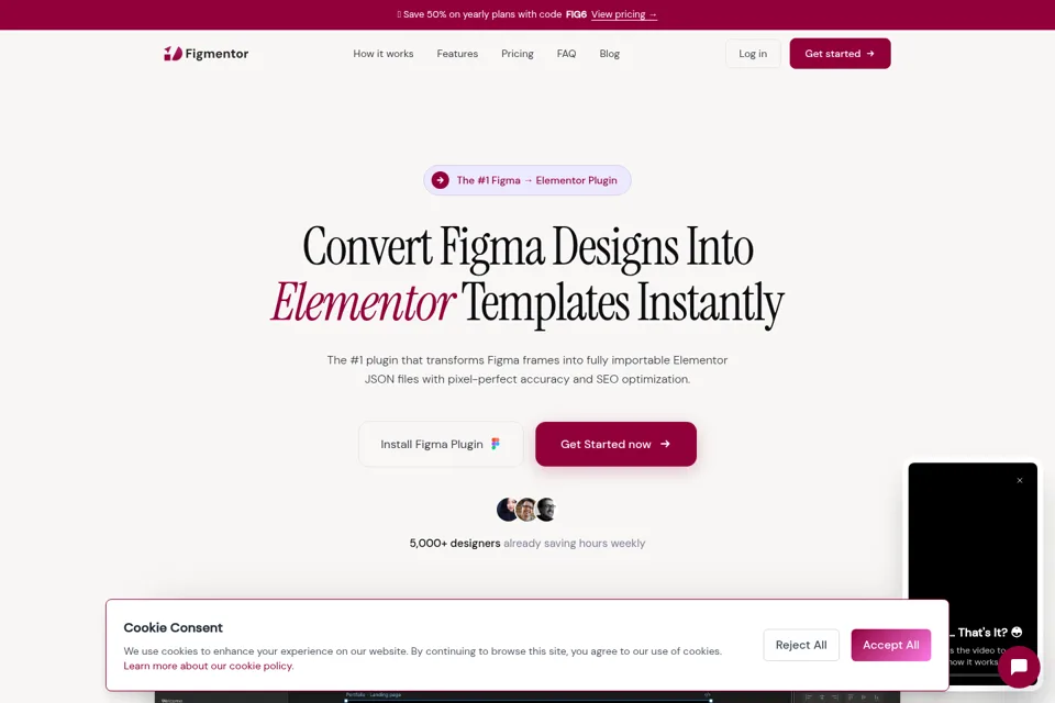 Aperçu de la landing page