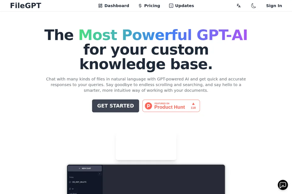 Aperçu de la landing page