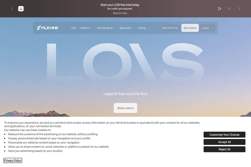 Aperçu de la landing page