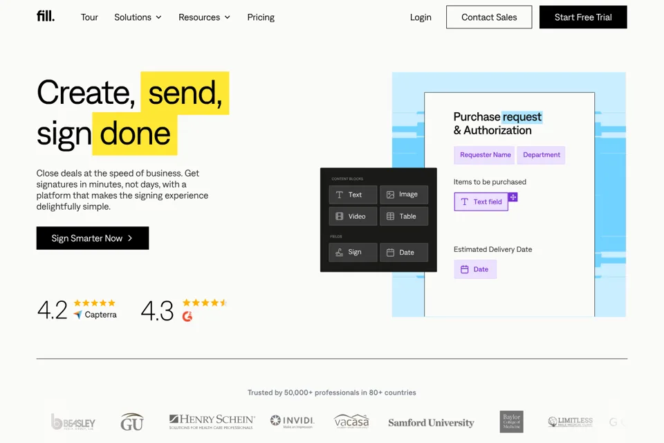 Aperçu de la landing page