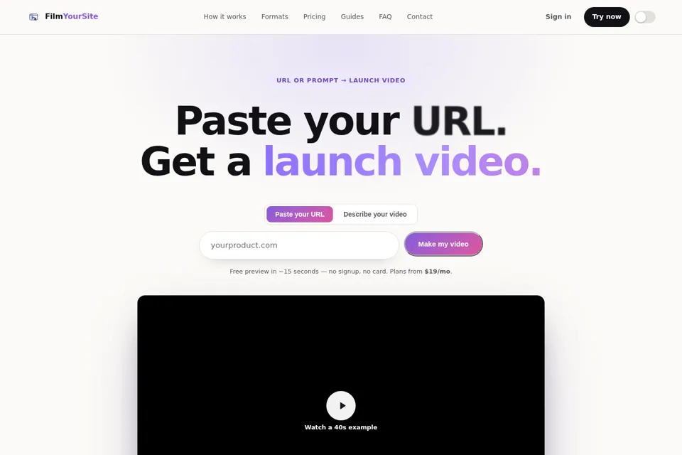 Aperçu de la landing page