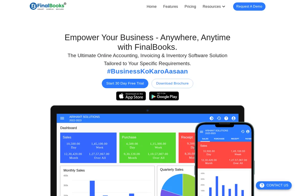 Aperçu de la landing page
