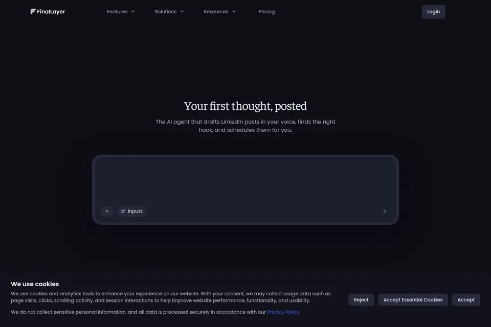Aperçu de la landing page