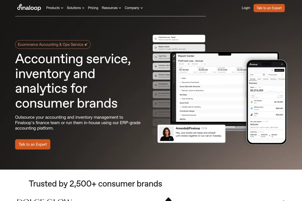 Aperçu de la landing page