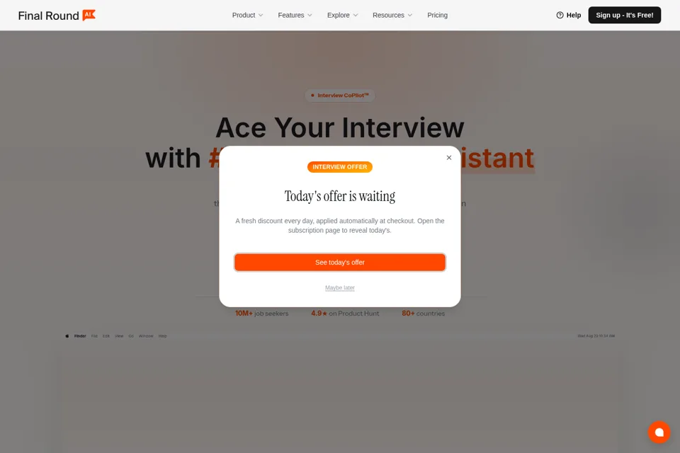 Aperçu de la landing page