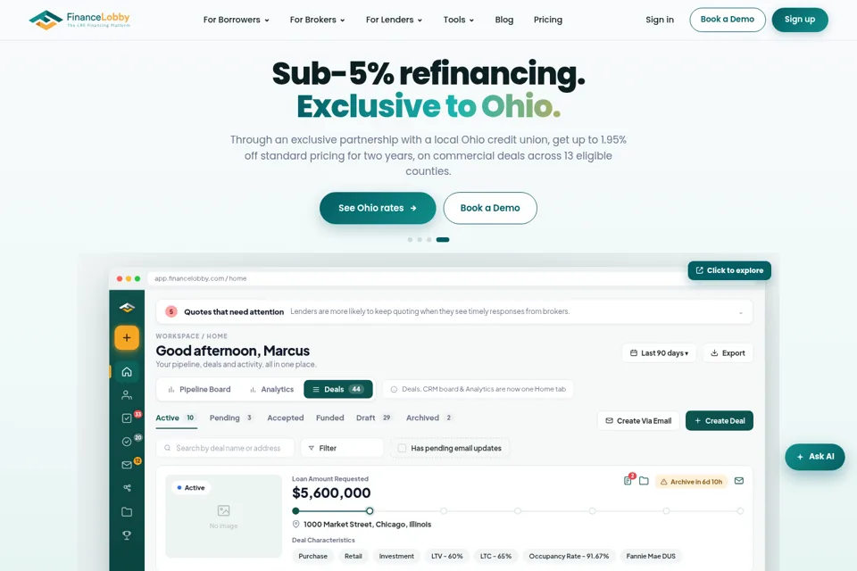 Aperçu de la landing page