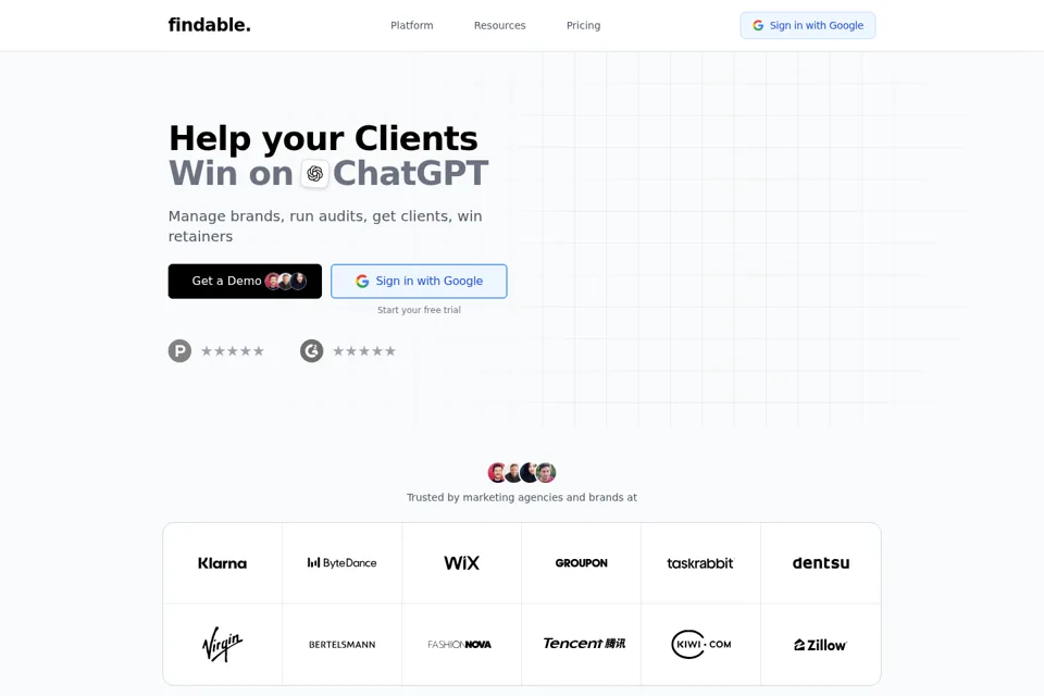 Aperçu de la landing page