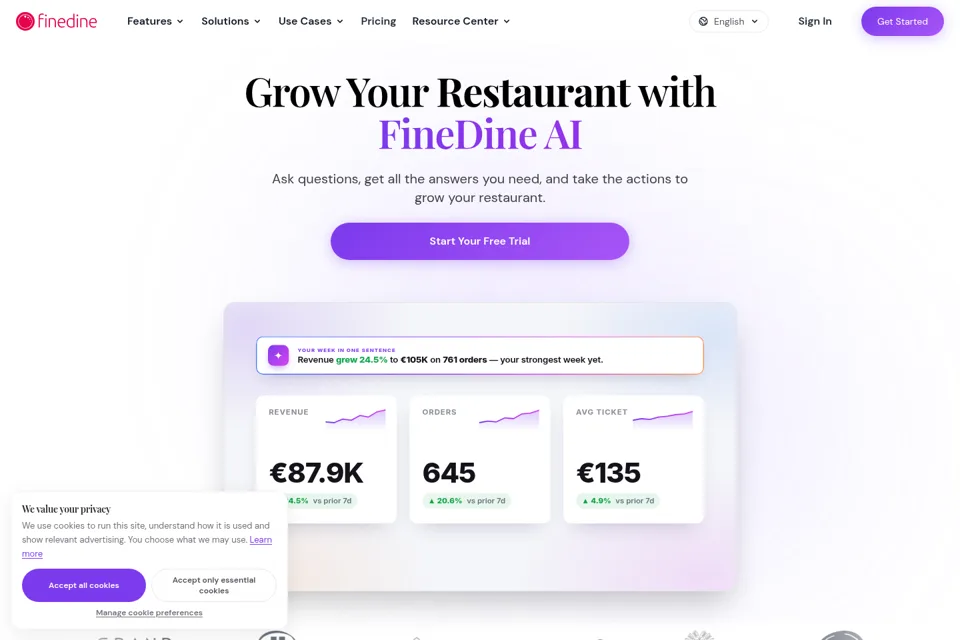 Aperçu de la landing page