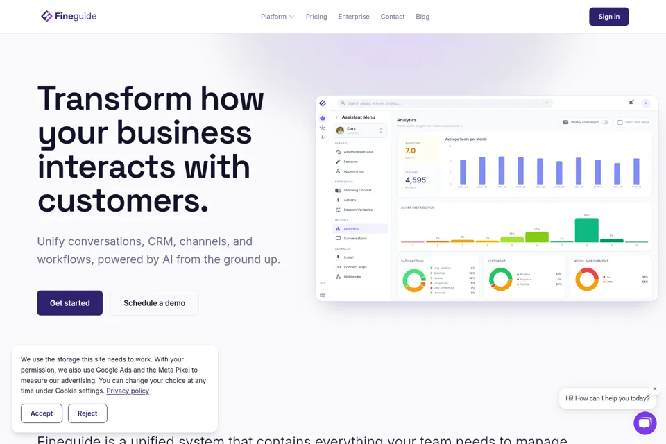 Aperçu de la landing page