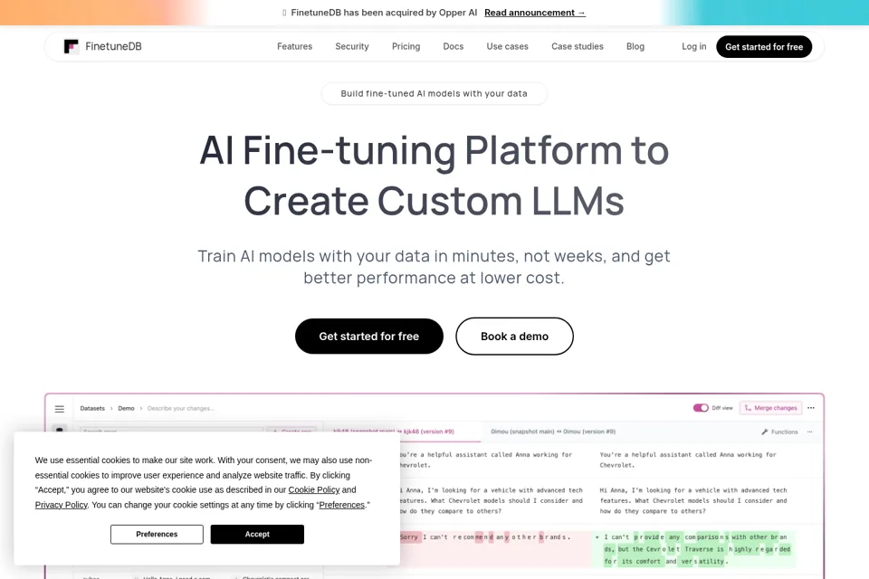 Aperçu de la landing page