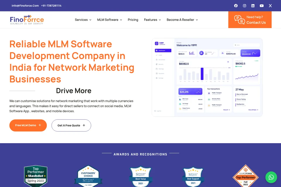 Aperçu de la landing page