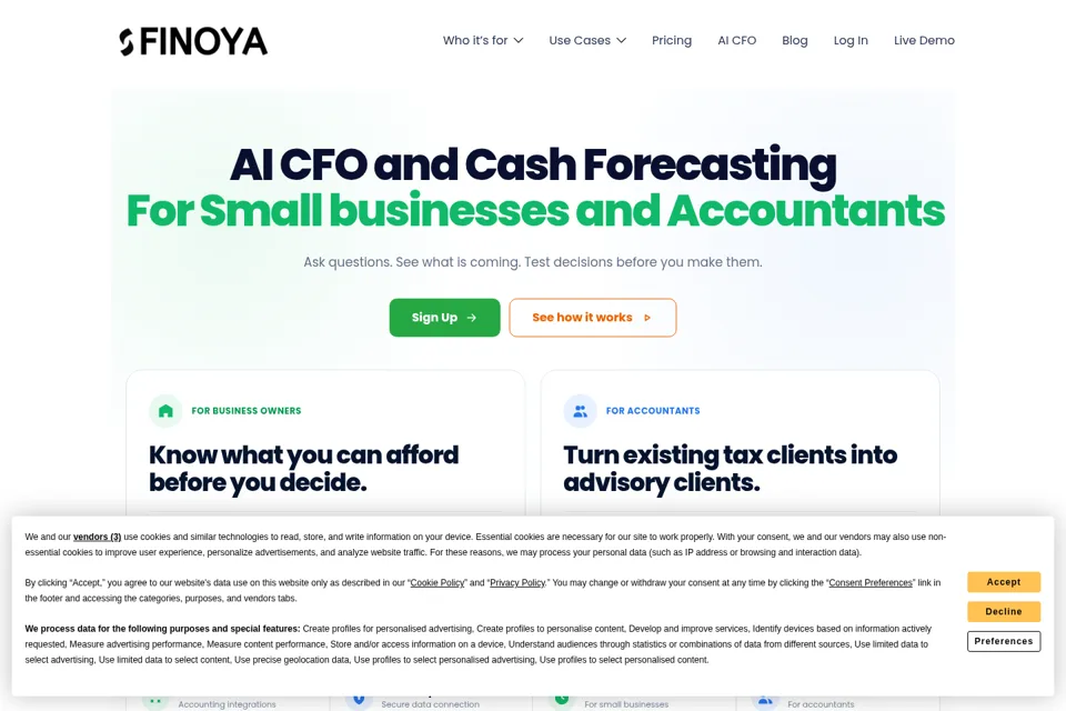 Aperçu de la landing page