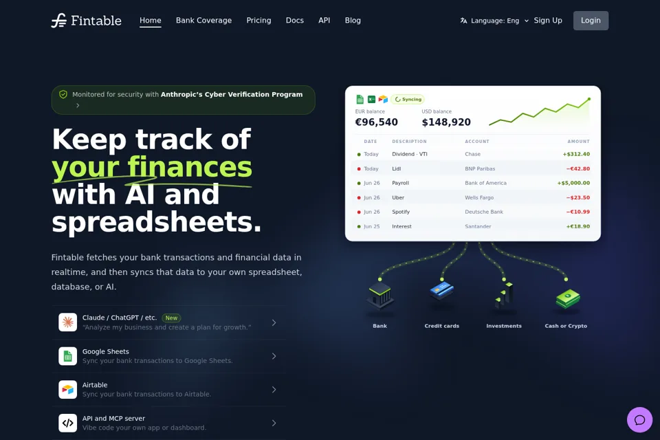Aperçu de la landing page