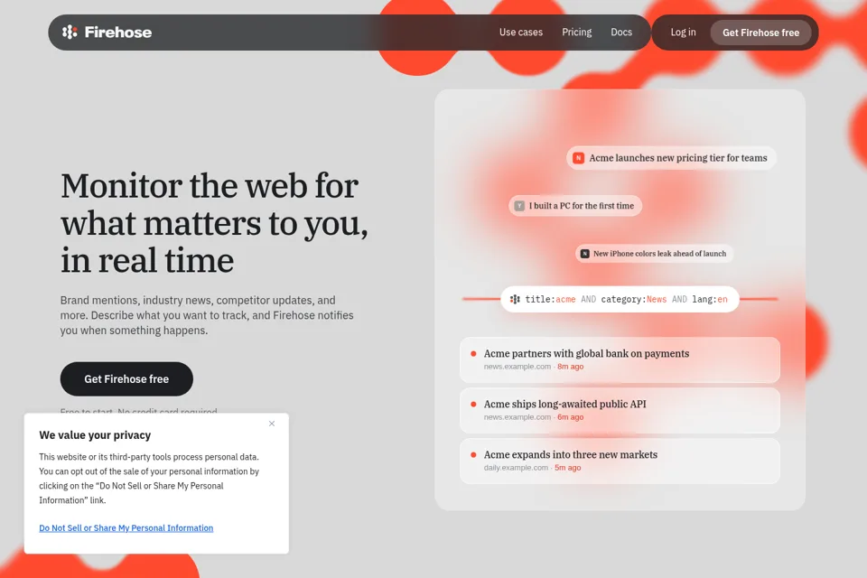 Aperçu de la landing page