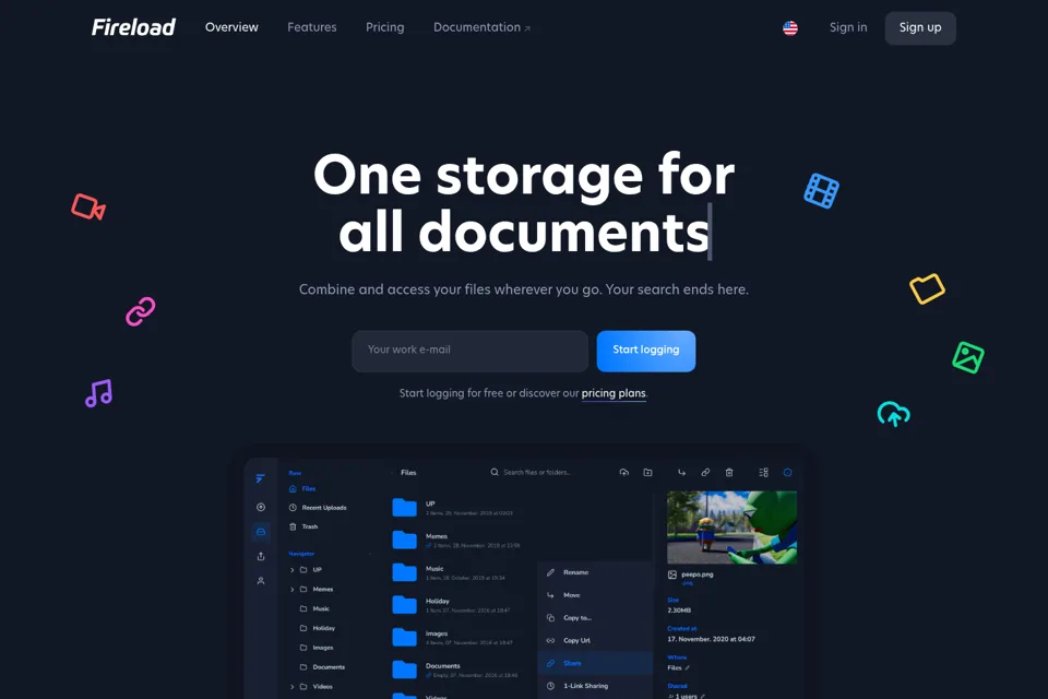 Aperçu de la landing page