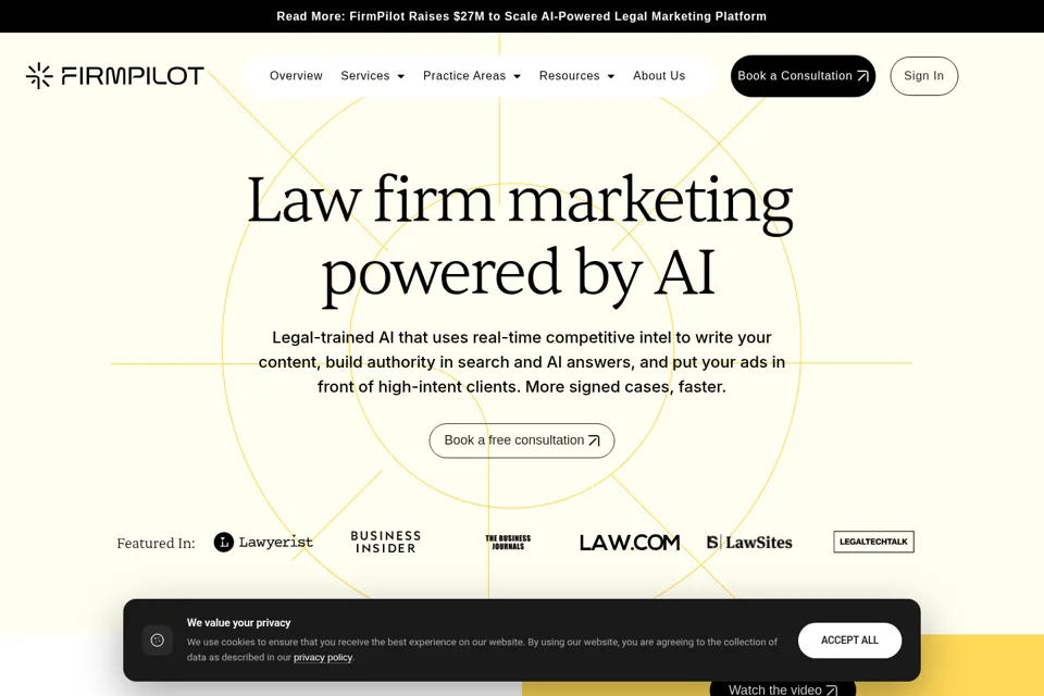 Aperçu de la landing page