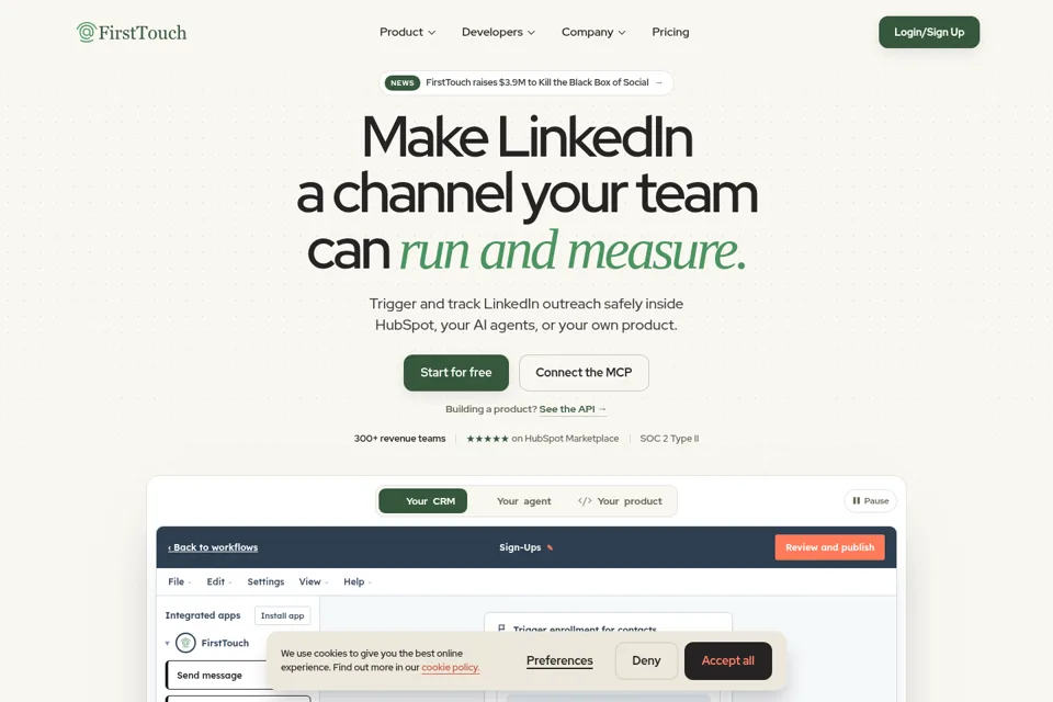 Aperçu de la landing page