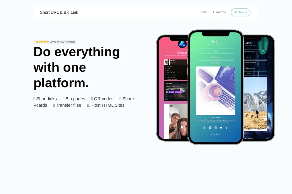 Aperçu de la landing page