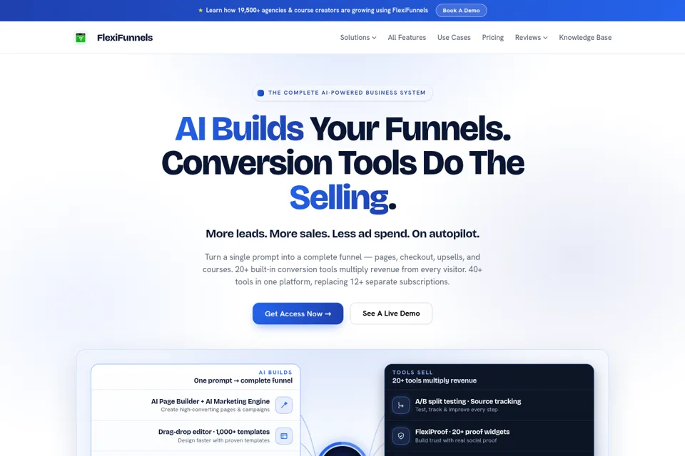 Aperçu de la landing page
