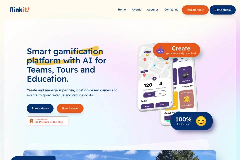 Aperçu de la landing page