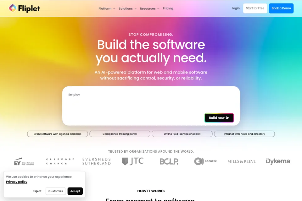 Aperçu de la landing page