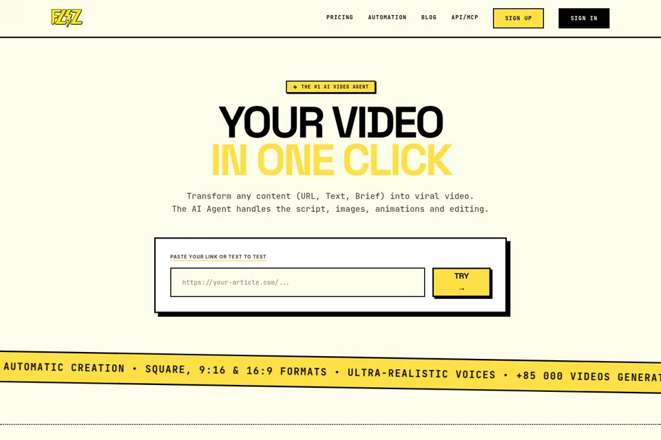 Aperçu de la landing page