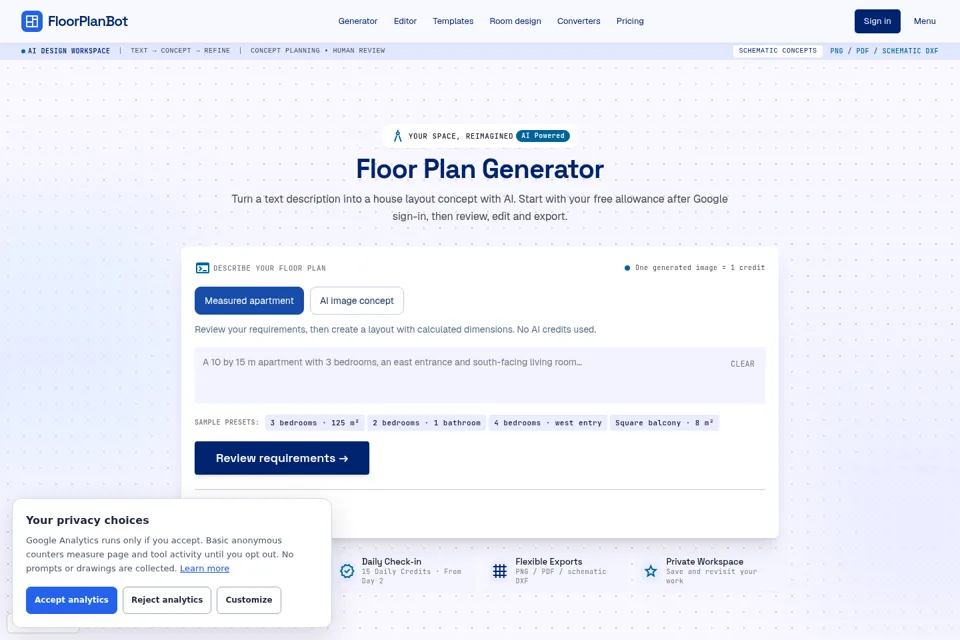 Aperçu de la landing page